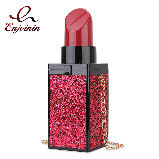 Luxury Sequin Lipstick Party Clutch Evening Bag for Women Designer